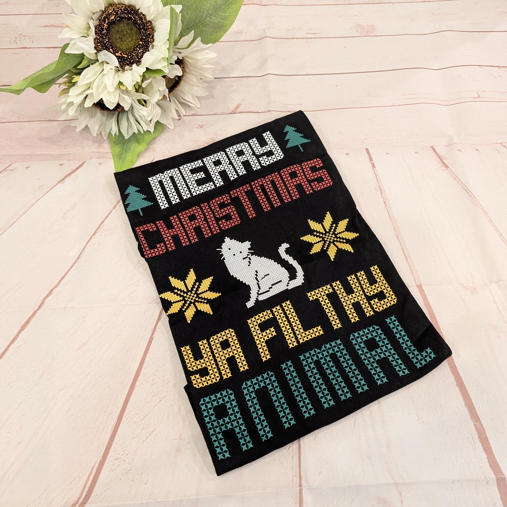 SALE NWT Merry Christmas Ya Filthy Animal Cat Graphic T-Shirt - Picture 2 of 4